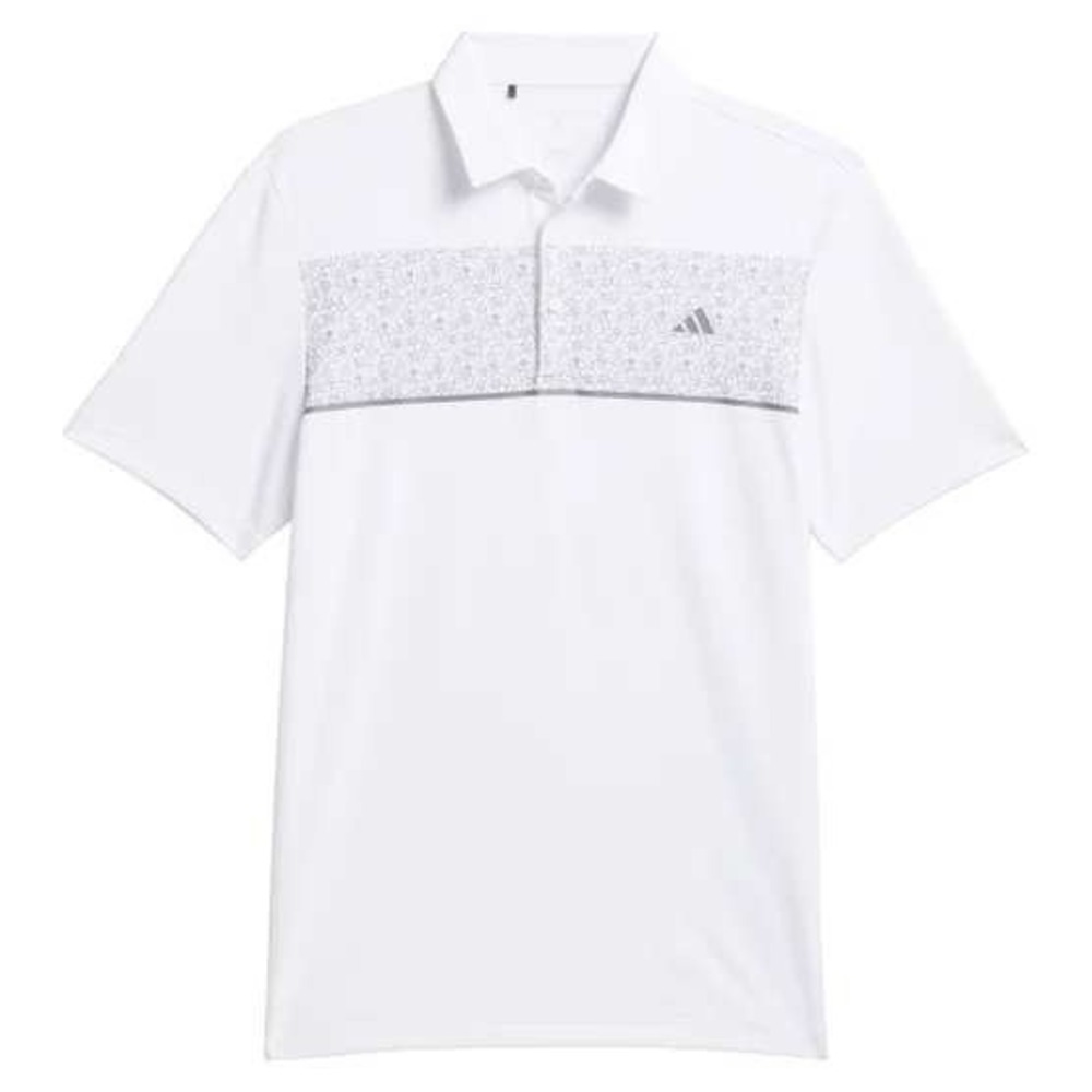 ADIDAS Performance Polo Shirt‎ Mens Sz Large White Gray Flowers Floral Top NWT